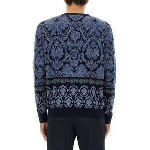 ETRO Jacquard Knit Crewneck Sweater Men BLUE Sweaters & Cardigans